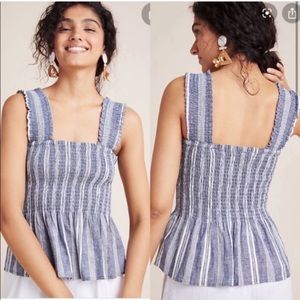 Anthropologie Peplum Smocked Blouse
